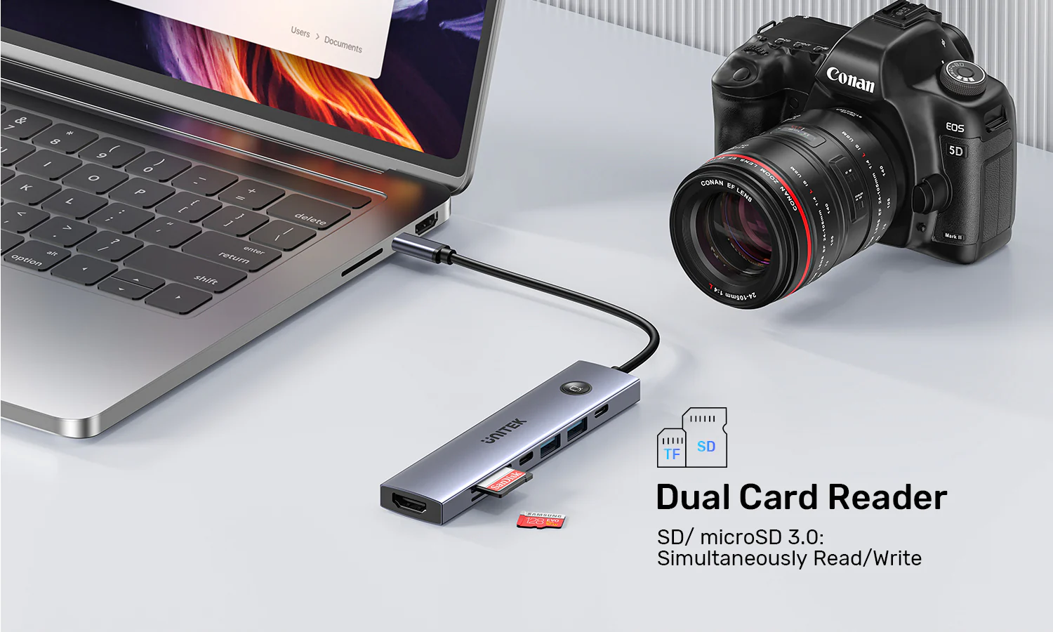 UNITEK uHUB S7 Pro 7-in-1 5Gbps USB-C Hub with Screen On/Off Button, 4K@60Hz HDMI HDR, 100W PD Charging, 5Gbps Data Ports, Dual SD/microSD Card Readers UNITEK uHUB S7 Pro 7-in-1 5Gbps USB-C Hub with Screen On/Off Button, 4K@60Hz HDMI HDR, 100W PD Charging, 5Gbps Data Ports, Dual SD/microSD Card Readers