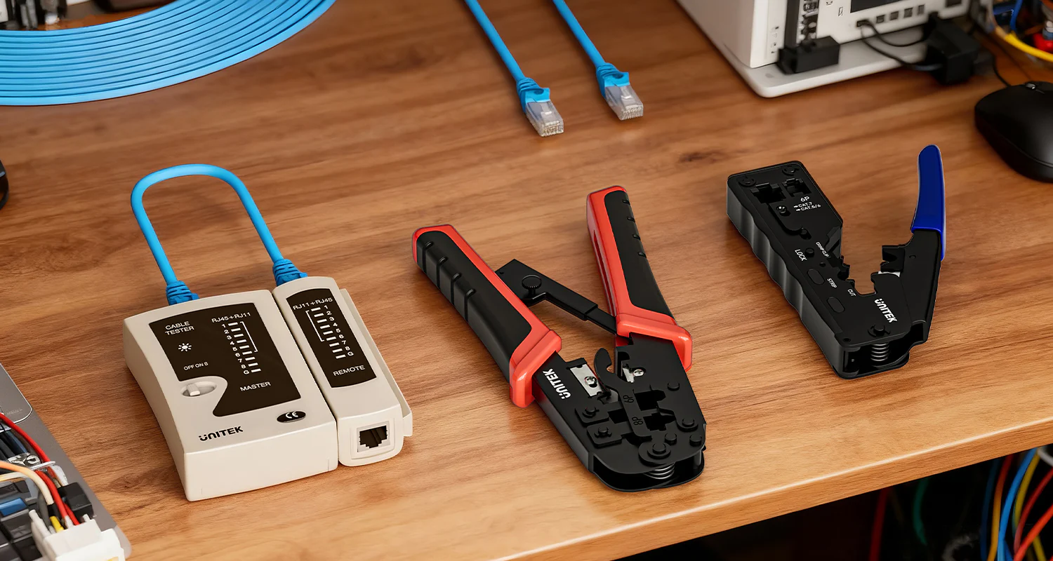UNITEK Multi-Function Network Cable Crimping Tool, 8P/6P Crimper for RJ45 RJ11 Connectors, Cat7 Binder Clip Shielding UNITEK Multi-Function Network Cable Crimping Tool, 8P/6P Crimper for RJ45 RJ11 Connectors, Cat7 Binder Clip Shielding