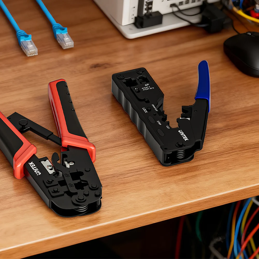 UNITEK Multi-Function Network Cable Crimping Tool, 8P/6P Crimper for RJ45 RJ11 Connectors, Cat7 Binder Clip Shielding