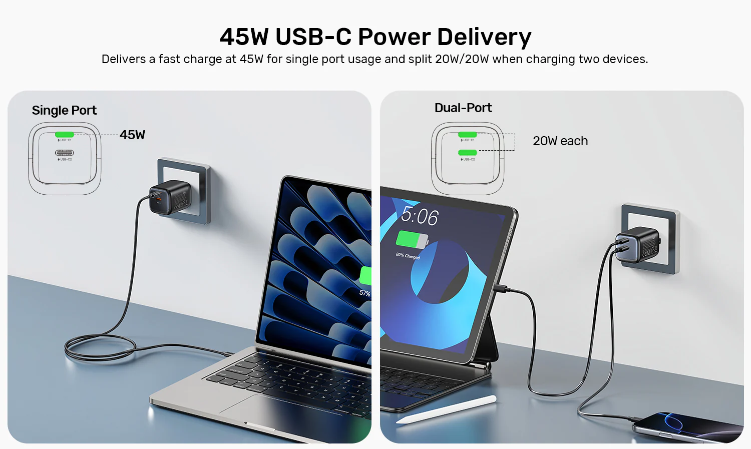 UNITEK Zeno 45W GaN Wall Charger (EU Plug) PD3.0 QC4+ SFC2.0 PPS, Compatible with iPhone 17/16/15 Pro Max UNITEK Zeno 45W GaN Wall Charger (EU Plug) PD3.0 QC4+ SFC2.0 PPS, Compatible with iPhone 17/16/15 Pro Max
