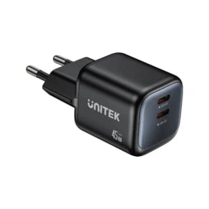 UNITEK Zeno 45W GaN Wall Charger (EU Plug) PD3.0 QC4+ SFC2.0 PPS, Compatible with iPhone 17/16/15 Pro Max