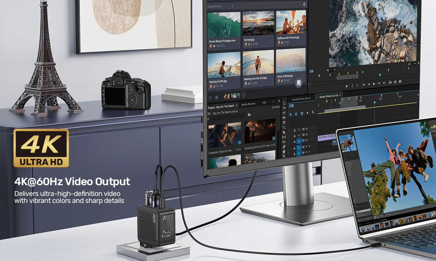 UNITEK Travel Tri Pro 65W 3-in-1 GaN Charger Hub (EU/US/UK/AU Plugs) GaN Fast Charging 60W USB-C + 5W USB-A + 4K@60Hz HDMI UNITEK Travel Tri Pro 65W 3-in-1 GaN Charger Hub (EU/US/UK/AU Plugs) GaN Fast Charging 60W USB-C + 5W USB-A + 4K@60Hz HDMI