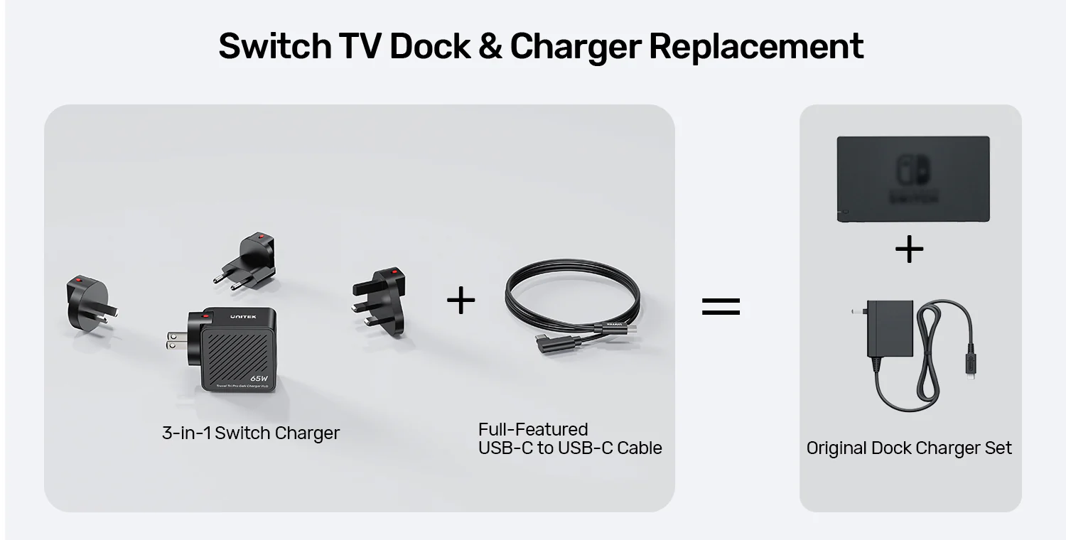 UNITEK Travel Tri Pro 65W 3-in-1 GaN Charger Hub (EU/US/UK/AU Plugs) GaN Fast Charging 60W USB-C + 5W USB-A + 4K@60Hz HDMI UNITEK Travel Tri Pro 65W 3-in-1 GaN Charger Hub (EU/US/UK/AU Plugs) GaN Fast Charging 60W USB-C + 5W USB-A + 4K@60Hz HDMI