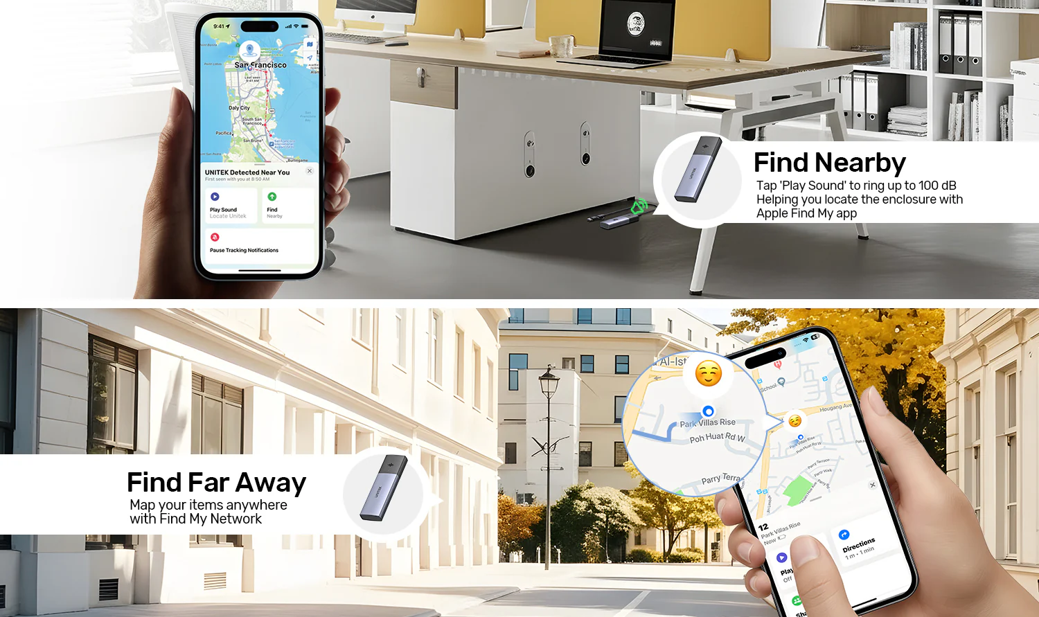 UNITEK SolidForce Smart Anti-loss M.2 SSD Enclosure, 10Gbps NVMe SSD Enclosure with Apple Find My Tracking UNITEK SolidForce Smart Anti-loss M.2 SSD Enclosure, 10Gbps NVMe SSD Enclosure with Apple Find My Tracking