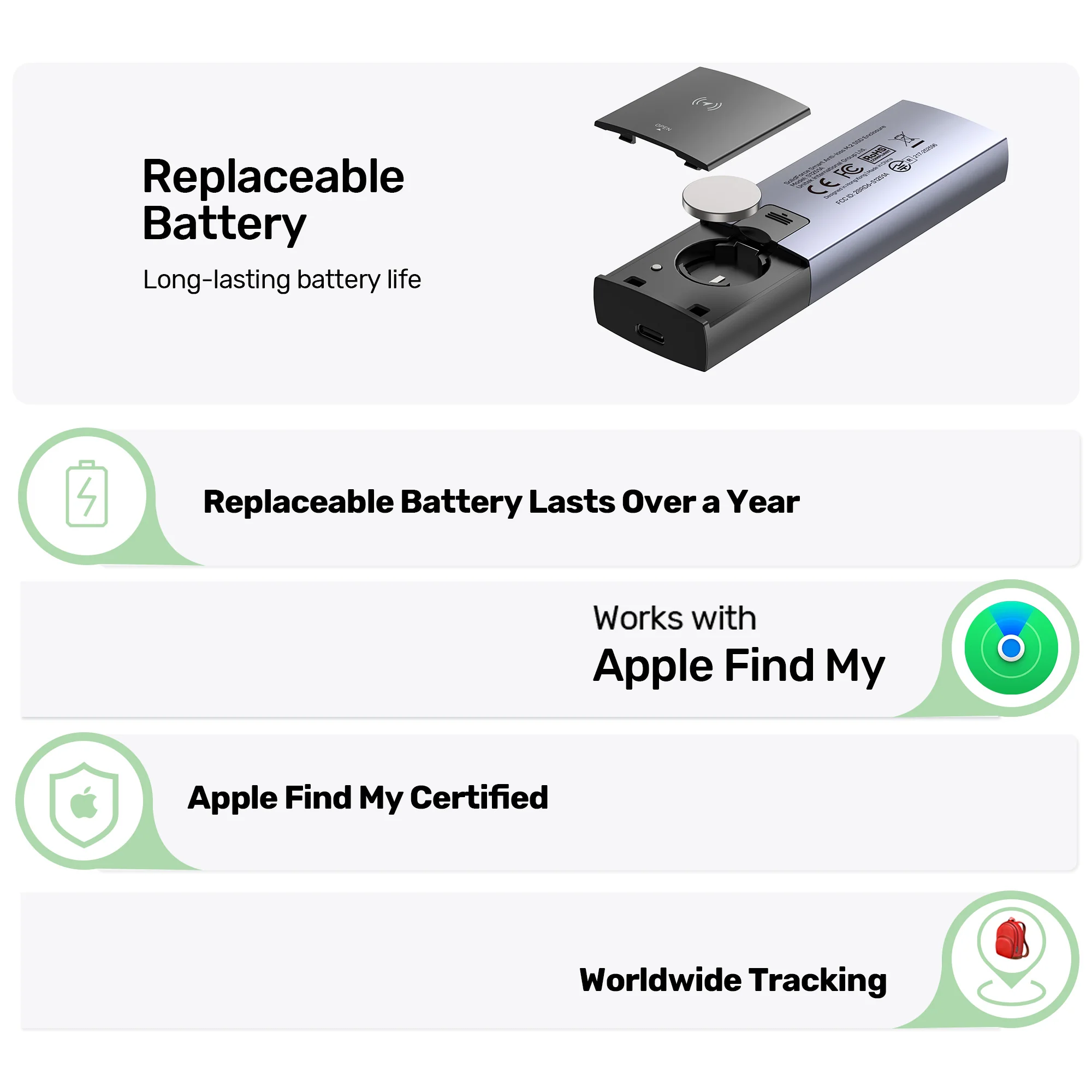 UNITEK SolidForce Smart Anti-loss M.2 SSD Enclosure, 10Gbps NVMe SSD Enclosure with Apple Find My Tracking