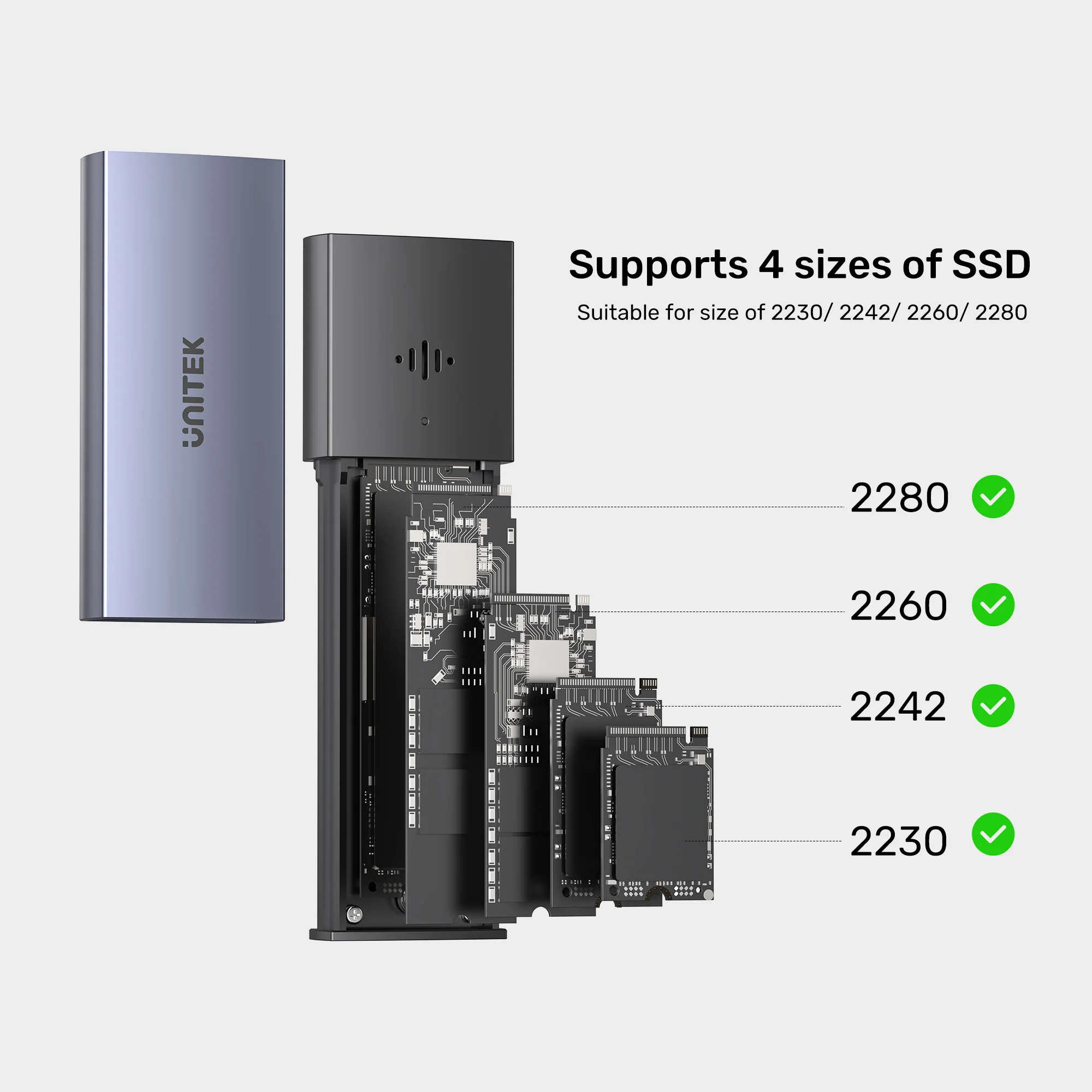UNITEK SolidForce Smart Anti-loss M.2 SSD Enclosure, 10Gbps NVMe SSD Enclosure with Apple Find My Tracking
