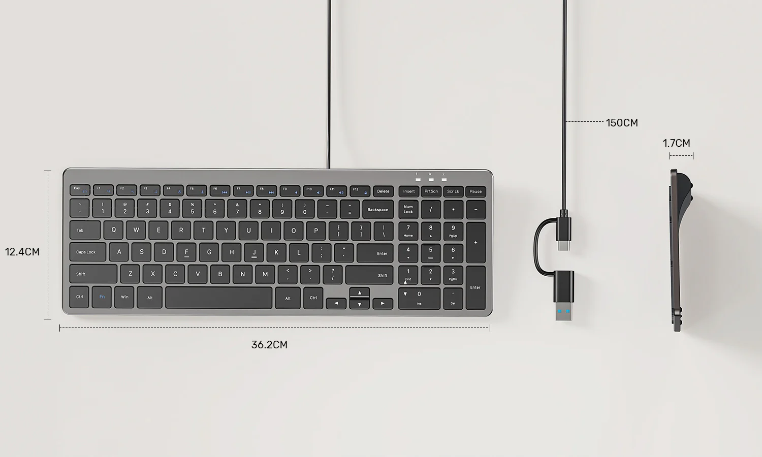UNITEK SlimTap Ultra Light Wired Keyboard, 99 Keys, Ultra-Slim 17.15mm Profile, Silent Scissor-Switch Keys UNITEK SlimTap Ultra Light Wired Keyboard, 99 Keys, Ultra-Slim 17.15mm Profile, Silent Scissor-Switch Keys