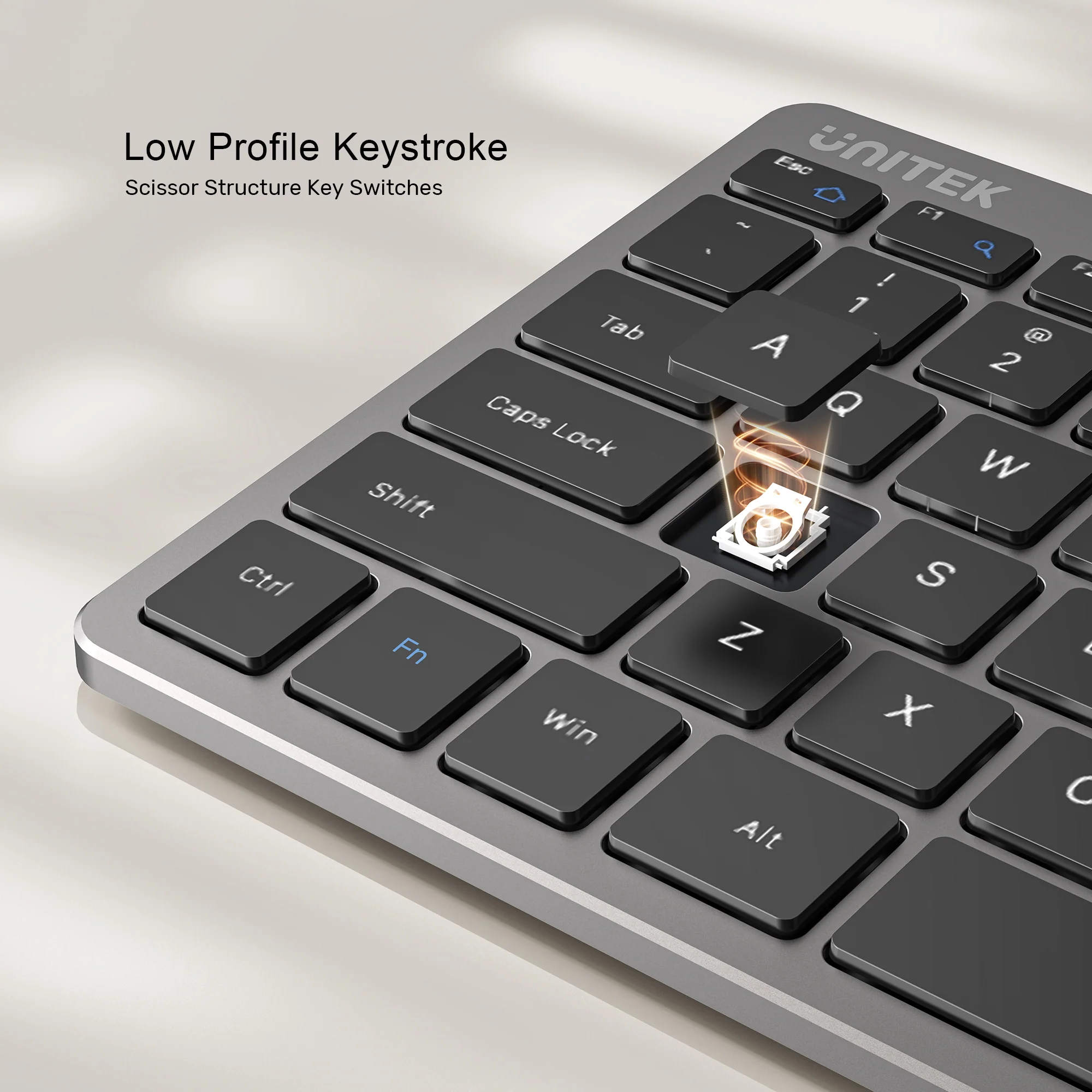 UNITEK SlimTap Ultra Light Wired Keyboard, 99 Keys, Ultra-Slim 17.15mm Profile, Silent Scissor-Switch Keys