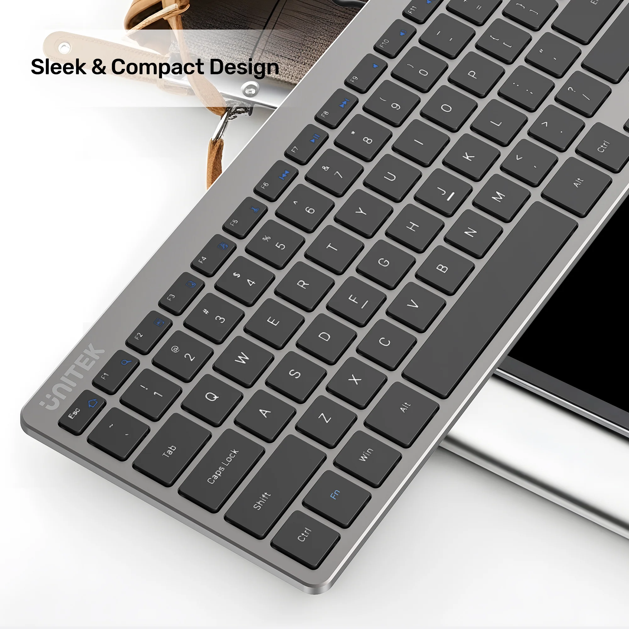 UNITEK SlimTap Ultra Light Wired Keyboard, 99 Keys, Ultra-Slim 17.15mm Profile, Silent Scissor-Switch Keys