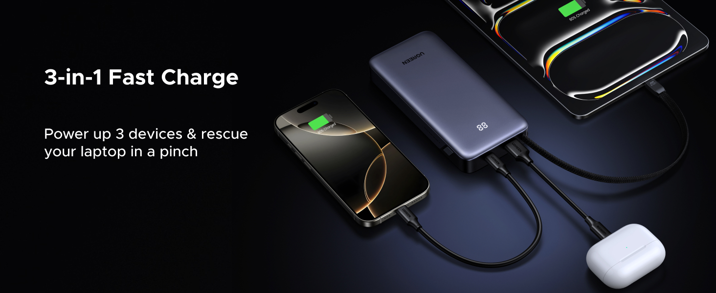 UGREEN 55988B Nexode Power Bank 20000mAh 45W Fast Charging Portable Charger with Built-in USB-C Buy UGREEN 55988B Nexode Power Bank 20000mAh 45W Fast Charging Portable Charger with Built-in USB-C Online in Pakistan - UGREEN PK