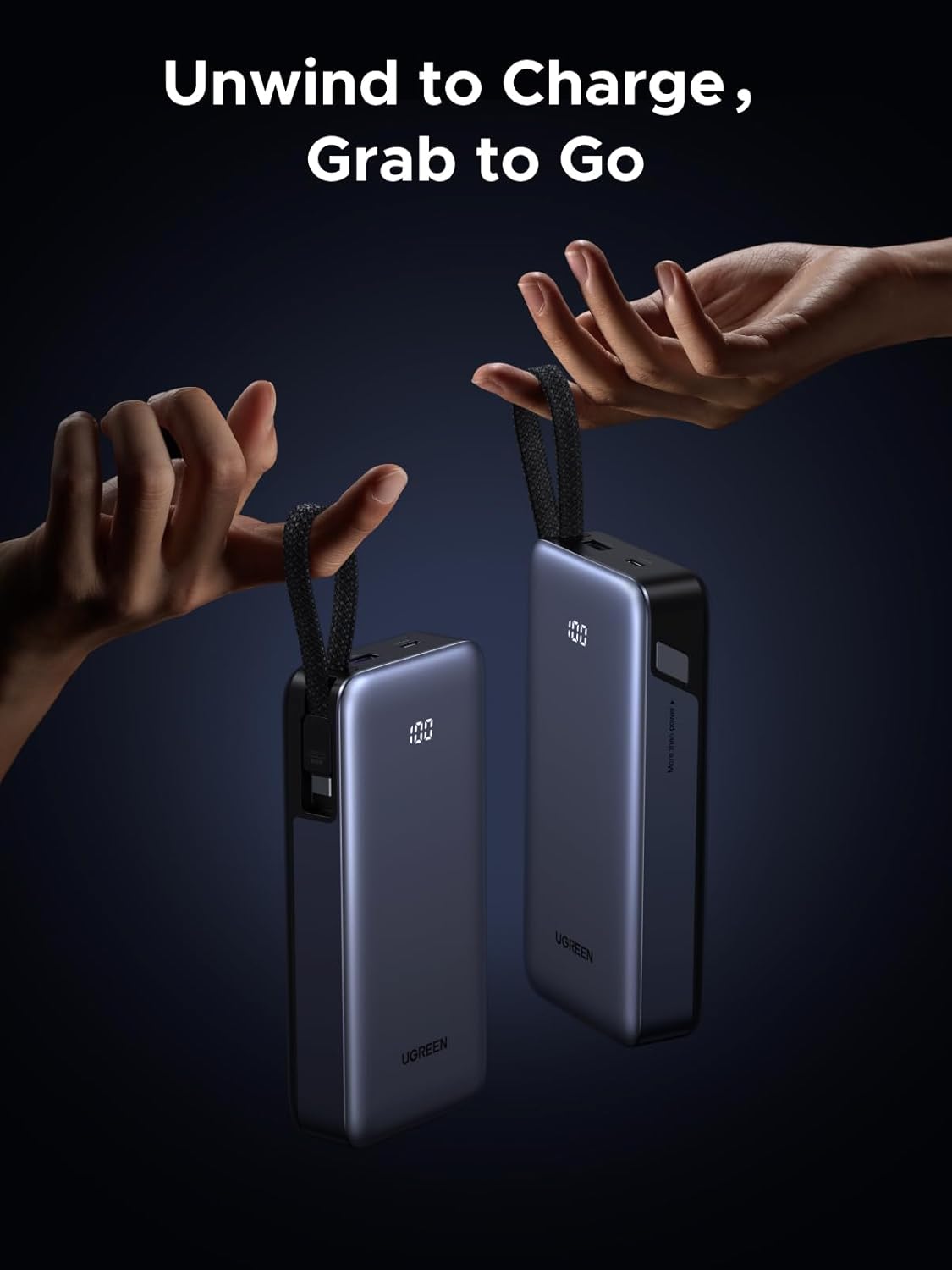 Buy UGREEN 55988B Nexode Power Bank 20000mAh 45W Fast Charging Portable Charger with Built-in USB-C Online in Pakistan - UGREEN PK
