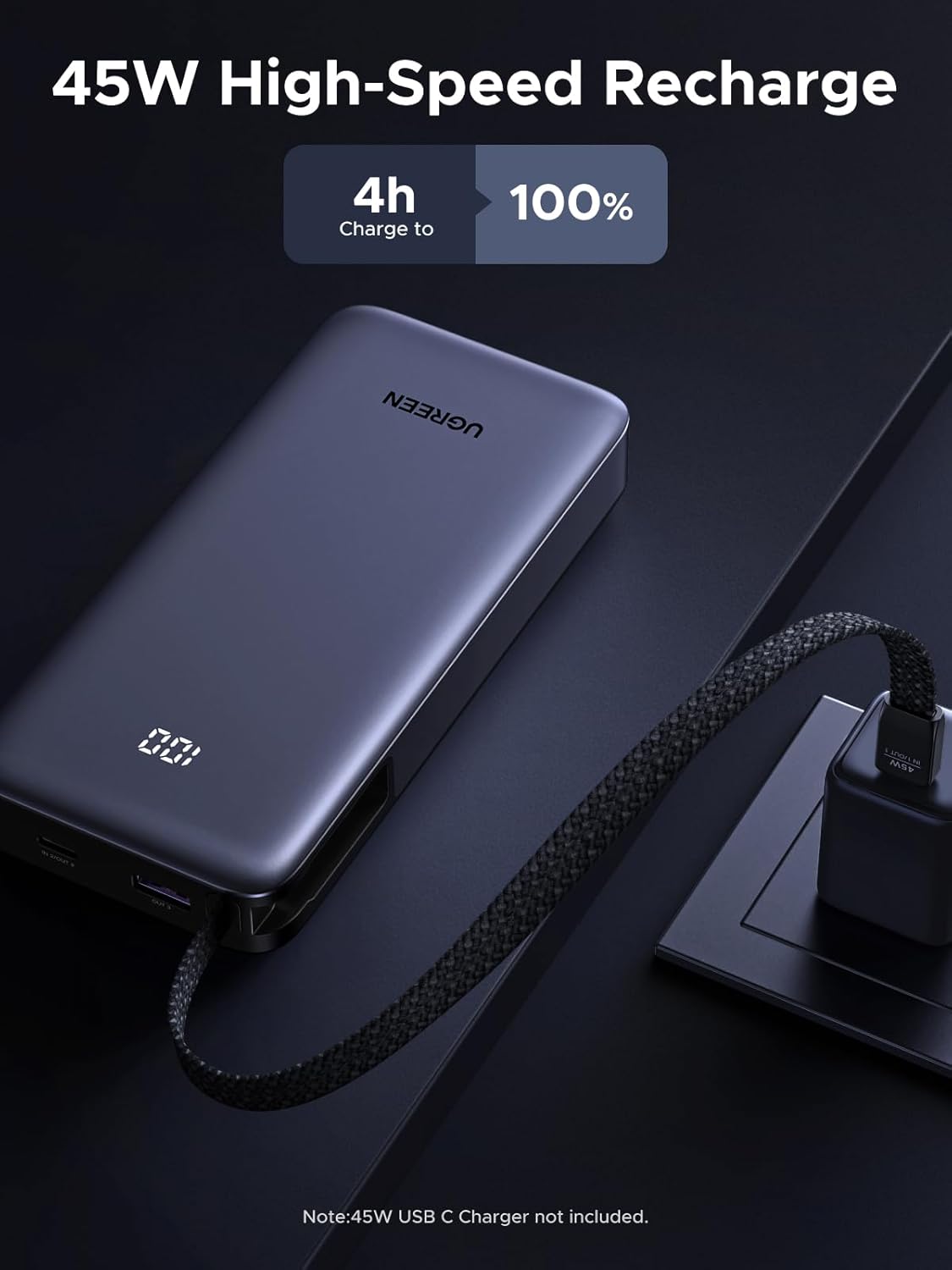 Buy UGREEN 55988B Nexode Power Bank 20000mAh 45W Fast Charging Portable Charger with Built-in USB-C Online in Pakistan - UGREEN PK