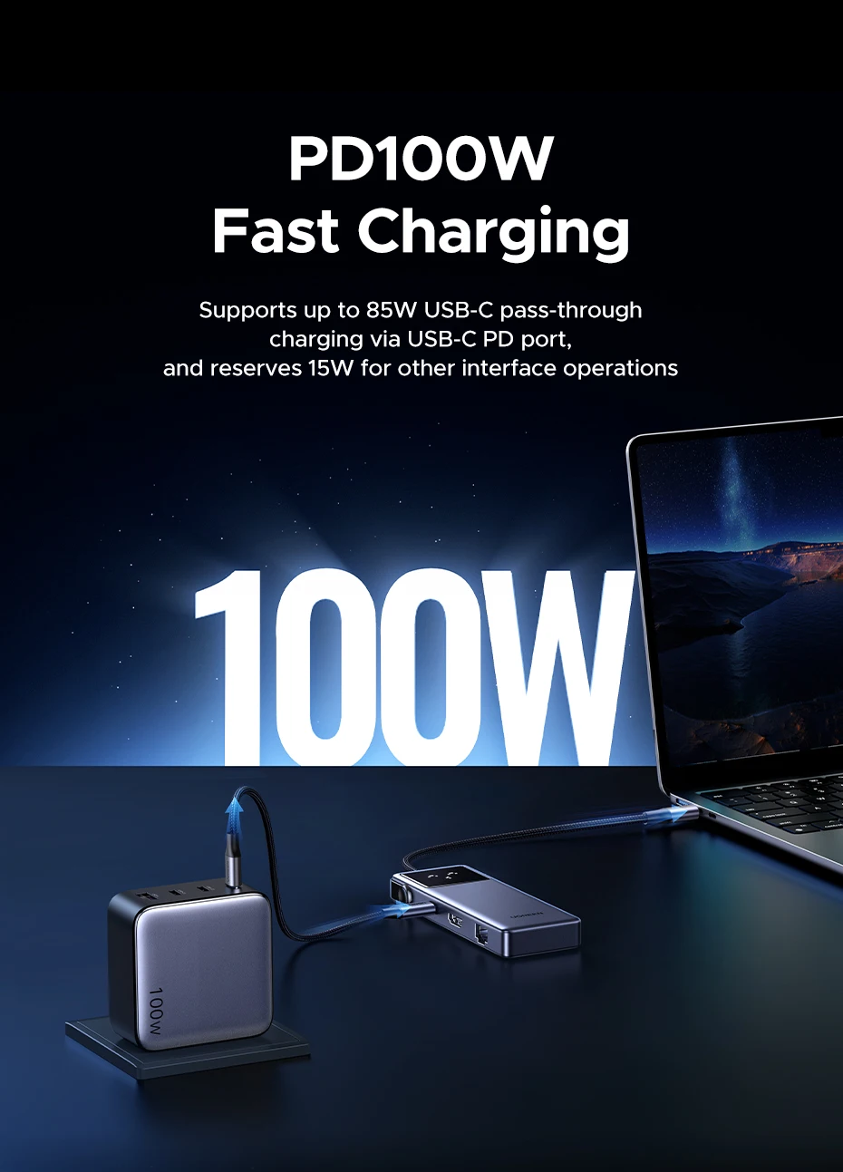 UGREEN 45155 Uno 7-in-1 USB-C Hub 4K@60Hz HDMI, 100W PD Fast Charging, Gigabit Ethernet, 5Gbps USB-C & USB-A Expansion Dock with Smart Robotic Emoji LED Screen Buy UGREEN 45155 Uno 7-in-1 USB-C Hub 4K@60Hz HDMI, 100W PD Fast Charging, Gigabit Ethernet, 5Gbps USB-C & USB-A Expansion Dock with Smart Robotic Emoji LED Screen Online in Pakistan - UGREEN PK