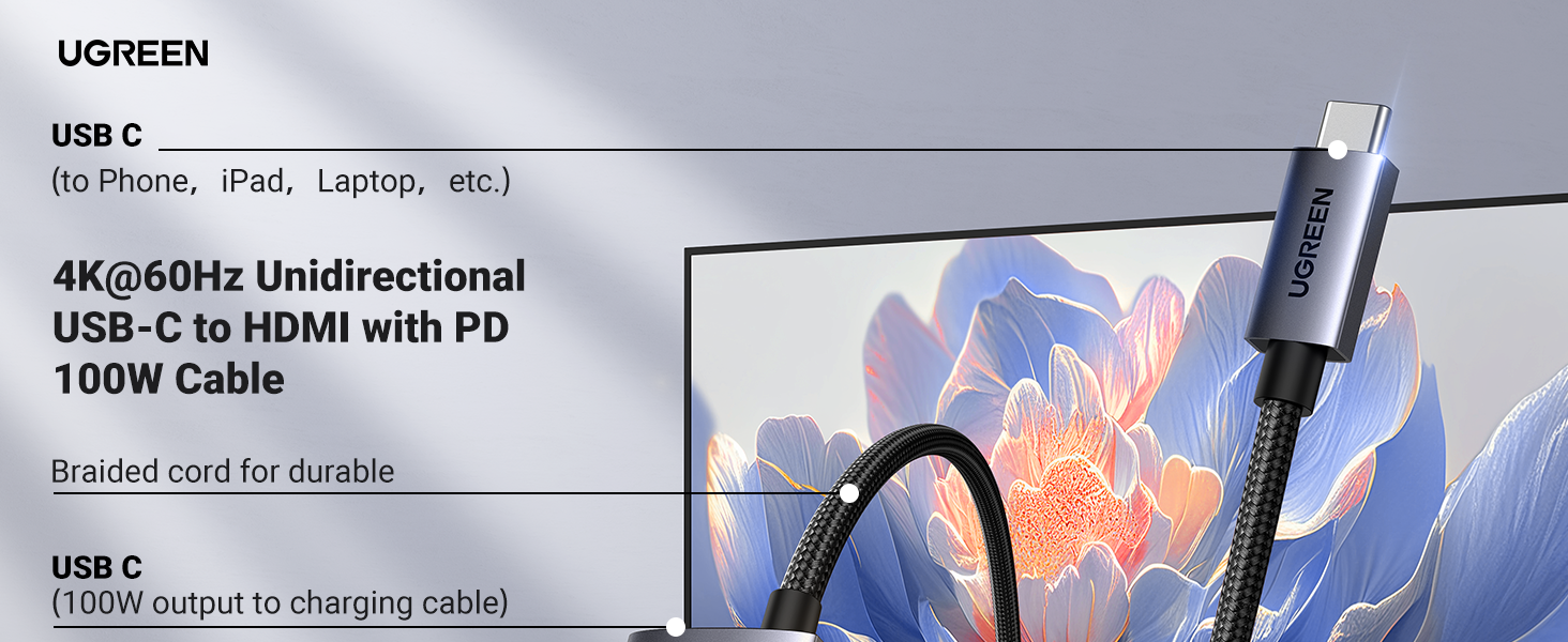 UGREEN 55530 USB C to HDMI Cable Price in Pakistan Buy UGREEN 55530 Unidirectional USB C to HDMI Cable 2 Meter with 100W PD Fast Charging 001 Online in Pakistan - UGREEN PK