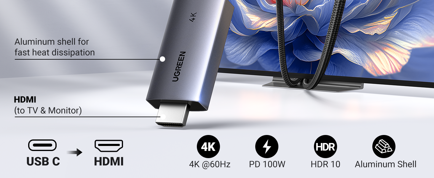 UGREEN 55530 USB C to HDMI Cable Price in Pakistan Buy UGREEN 55530 Unidirectional USB C to HDMI Cable 2 Meter with 100W PD Fast Charging 002 Online in Pakistan - UGREEN PK