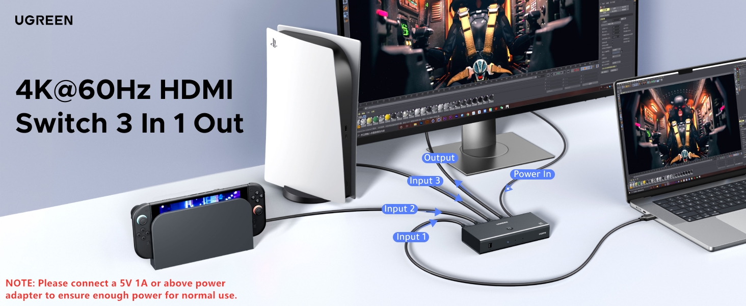 UGREEN 55857 HDMI Switch Price in Pakistan Buy UGREEN 55857 HDMI Switch 3 in 1 Out 4K@60Hz 001 Online in Pakistan - UGREEN PK