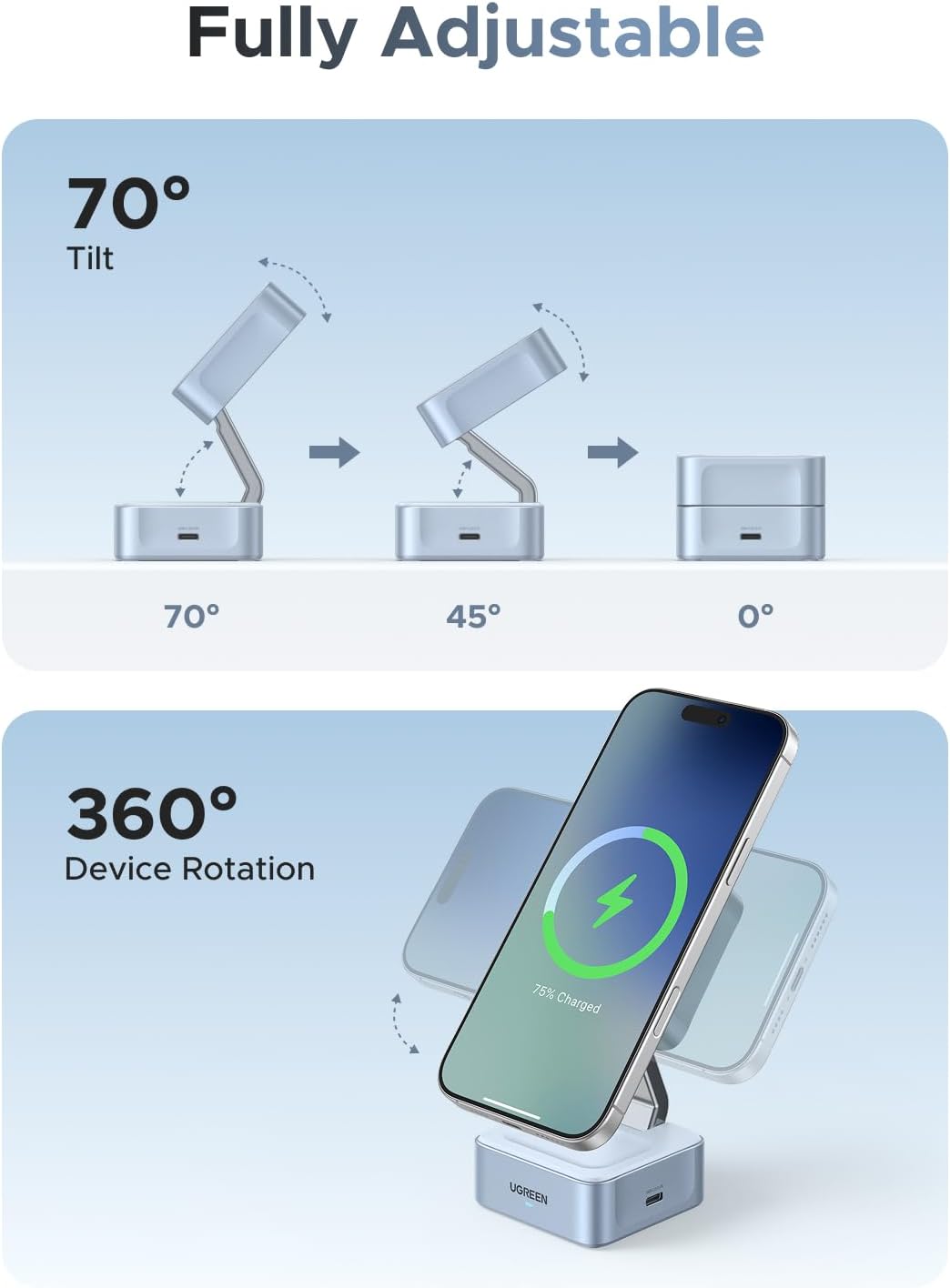Buy UGREEN 55960 Qi2 25W Magflow Wireless Charger MagSafe Charging Station 2-in-1 for iPhone 17/16/15/14/13/12 Pro Max Online in Pakistan - UGREEN PK