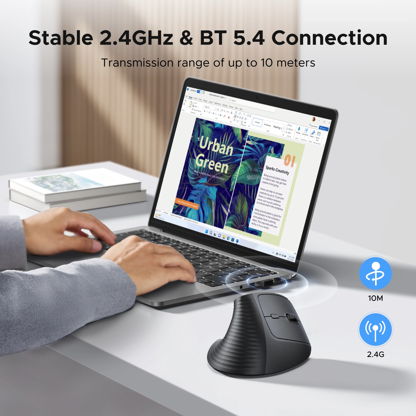 Buy UGREEN 65042 Vertical Mouse Dual Mode BT 5.4 & USB 2.4G 05 Online in Pakistan - UGREEN PK