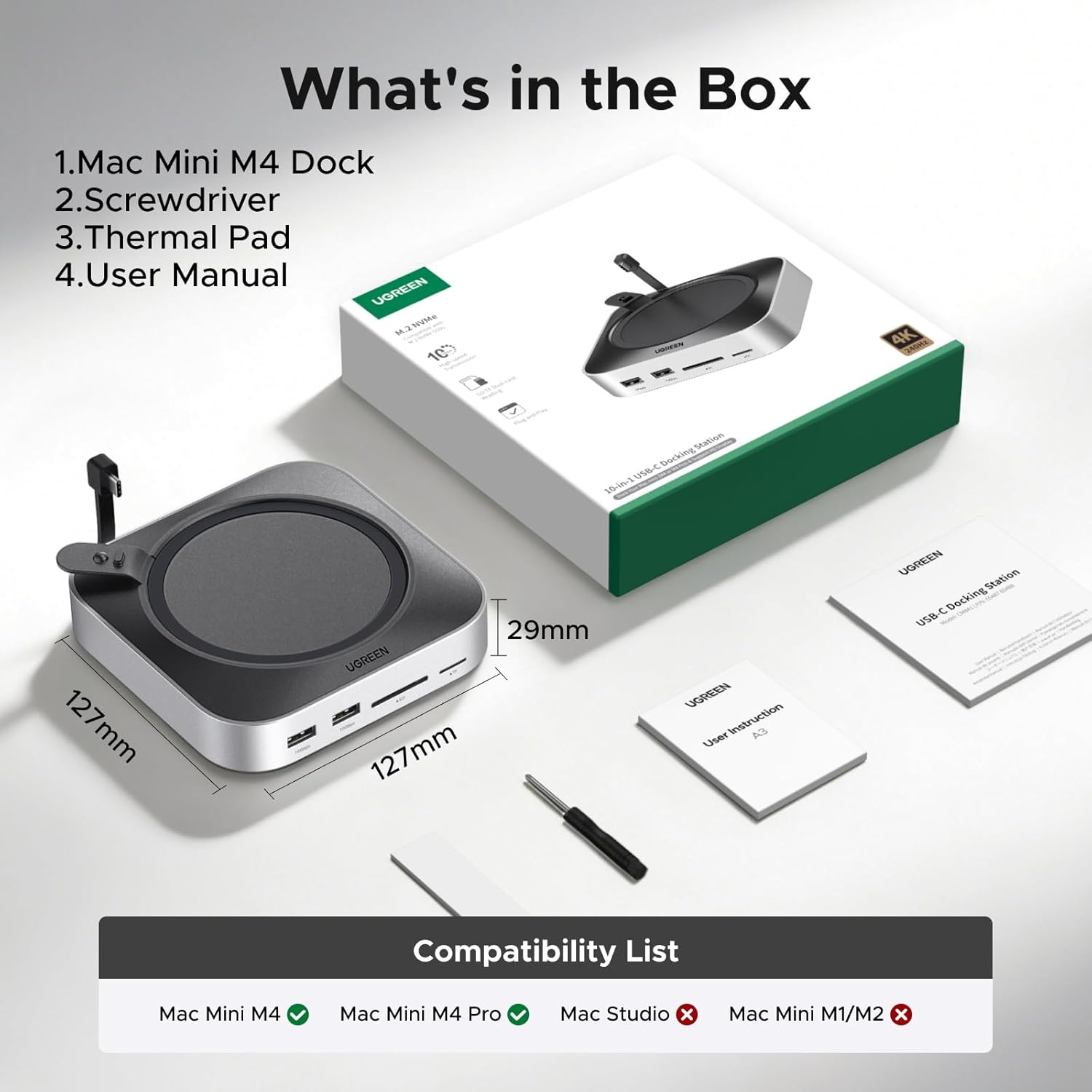 Buy UGREEN 65487 Mac Mini M4 Dock & Stand with NVMe SSD Enclosure 11 in 1 Hub 07 Online in Pakistan - UGREEN PK