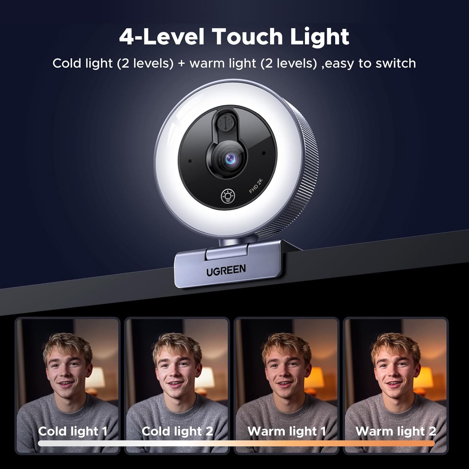 Buy UGREEN 65857 2K Webcam with 4 Level Ring Light 02 Online in Pakistan - UGREEN PK