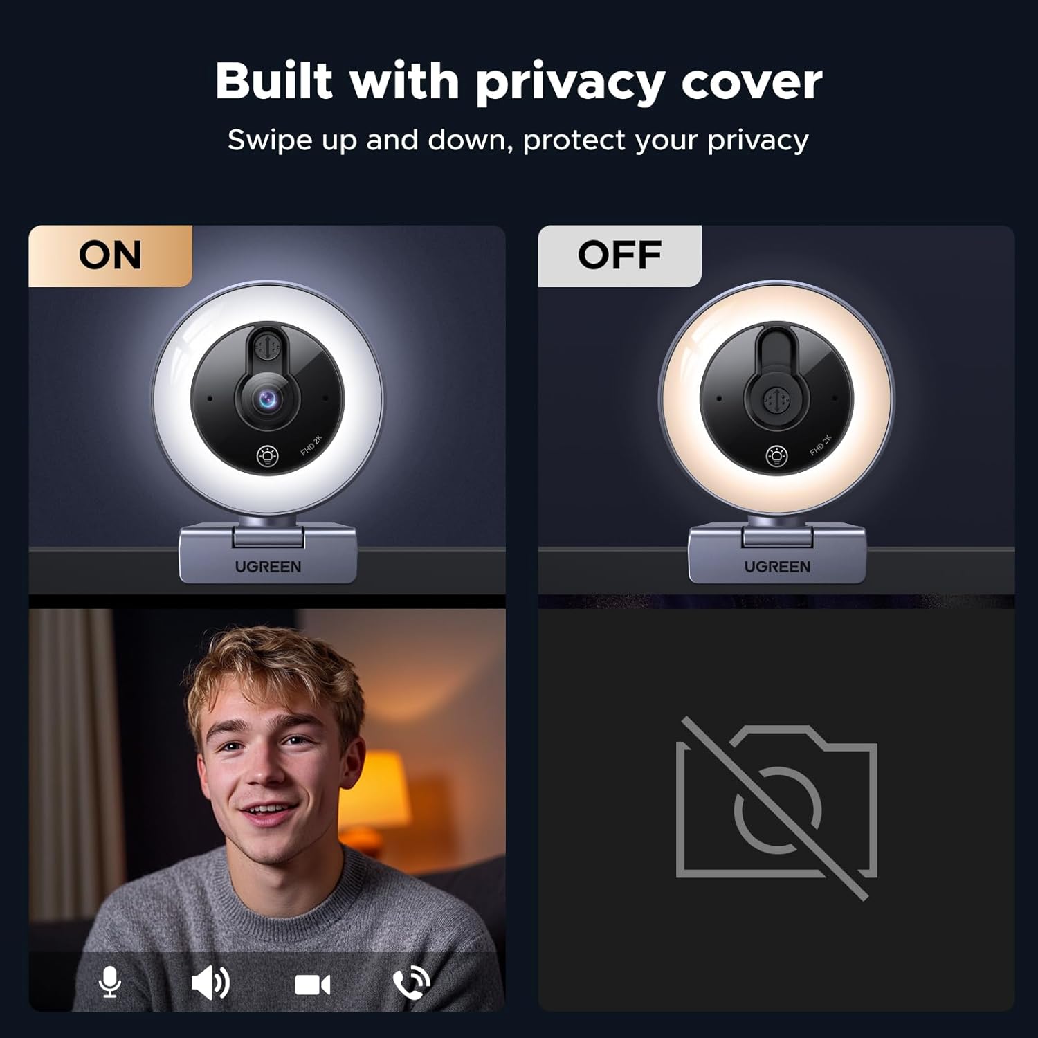 Buy UGREEN 65857 2K Webcam with 4 Level Ring Light 03 Online in Pakistan - UGREEN PK