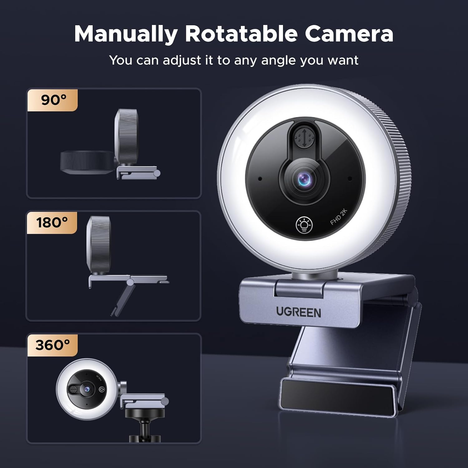 Buy UGREEN 65857 2K Webcam with 4 Level Ring Light 06 Online in Pakistan - UGREEN PK