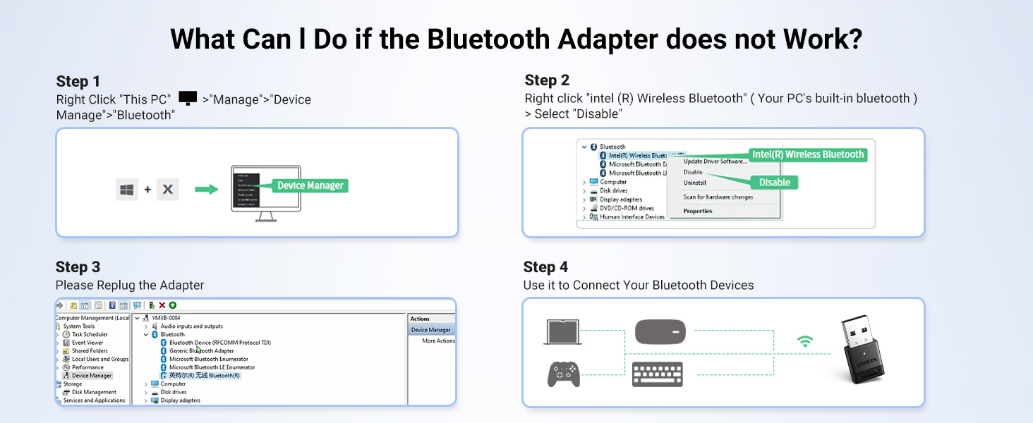 UGREEN 75073 Bluetooth Adapter Price in Pakistan Buy UGREEN 75073 Bluetooth 6.0 Adapter USB Dongle for PC 009 Online in Pakistan - UGREEN PK