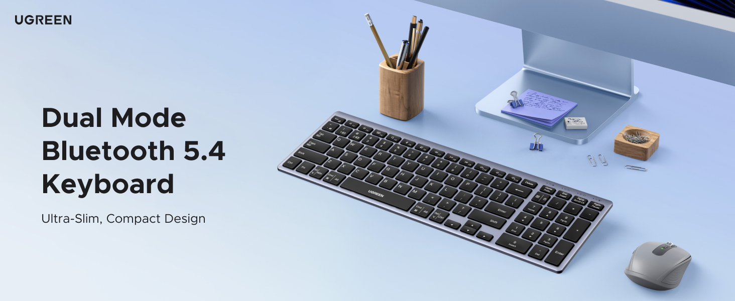 UGREEN 75163 Slim Wireless Keyboard Price in Pakistan Buy UGREEN 75163 Slim Silent Wireless Keyboard Bluetooth 5.4+2.4G Rechargeable 99 Key 001 Online in Pakistan - UGREEN PK