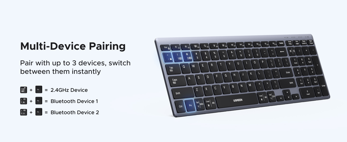 UGREEN 75163 Slim Wireless Keyboard Price in Pakistan Buy UGREEN 75163 Slim Silent Wireless Keyboard Bluetooth 5.4+2.4G Rechargeable 99 Key 003 Online in Pakistan - UGREEN PK