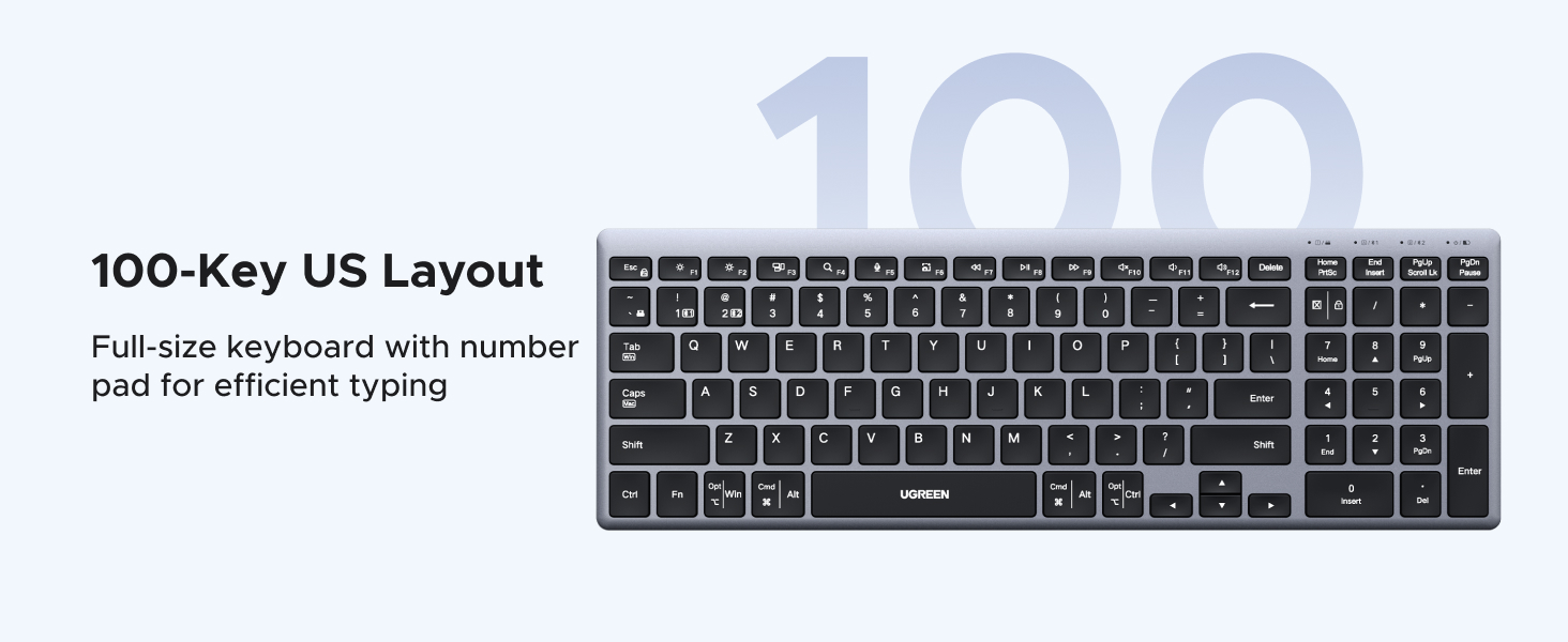 UGREEN 75163 Slim Wireless Keyboard Price in Pakistan Buy UGREEN 75163 Slim Silent Wireless Keyboard Bluetooth 5.4+2.4G Rechargeable 99 Key 007 Online in Pakistan - UGREEN PK