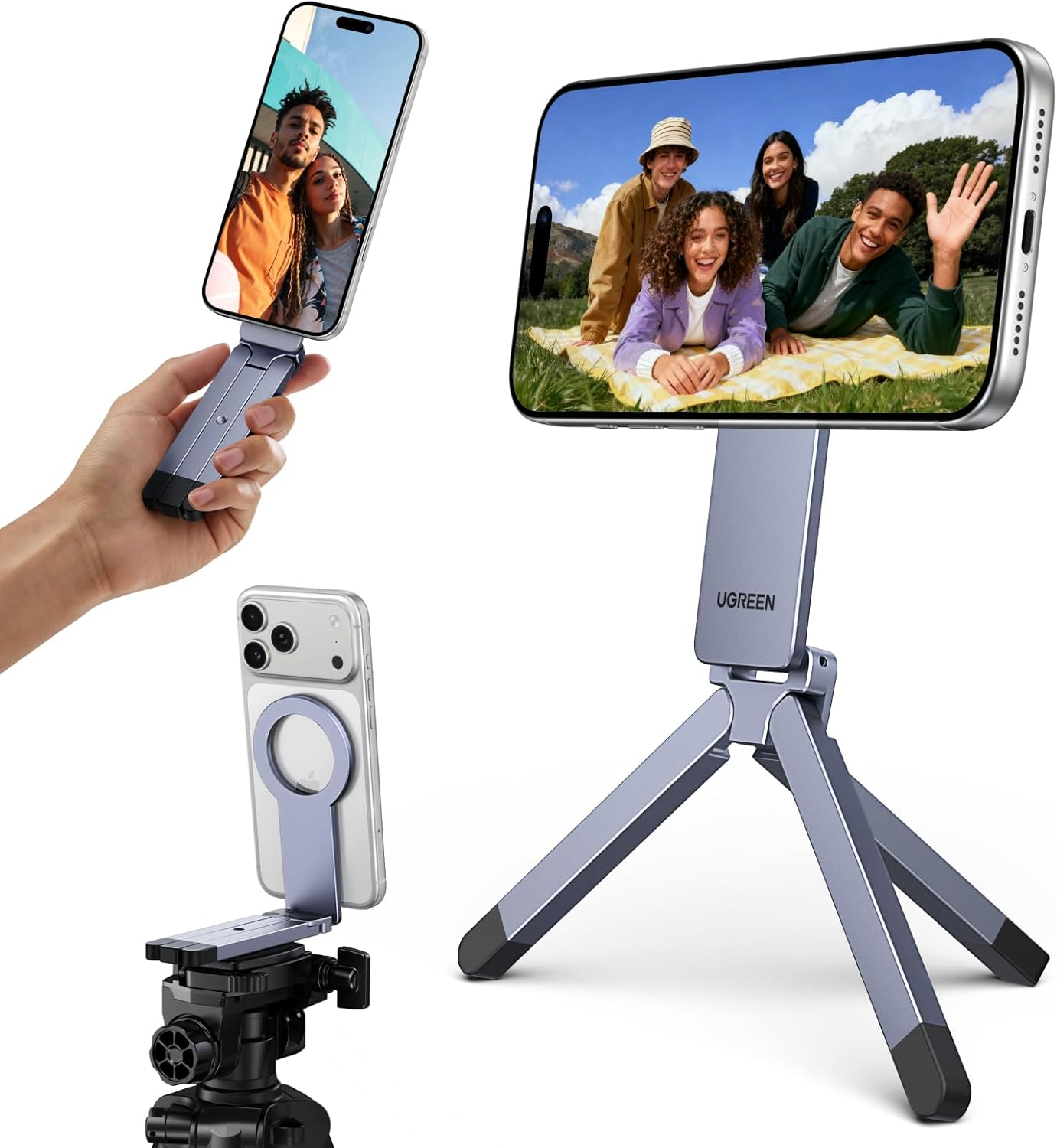 Buy UGREEN 75509 MagSafe Tripod 360° Rotating Adjustable Magnetic Phone Stand with 1/4'' Screw Port for iPhone 17/16/15/14/13/12 Online in Pakistan - UGREEN PK