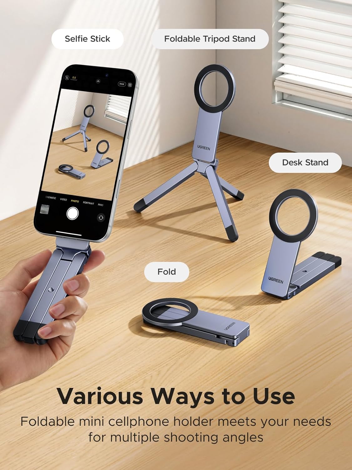 Buy UGREEN 75509 MagSafe Tripod 360° Rotating Adjustable Magnetic Phone Stand with 1/4'' Screw Port for iPhone 17/16/15/14/13/12 Online in Pakistan - UGREEN PK