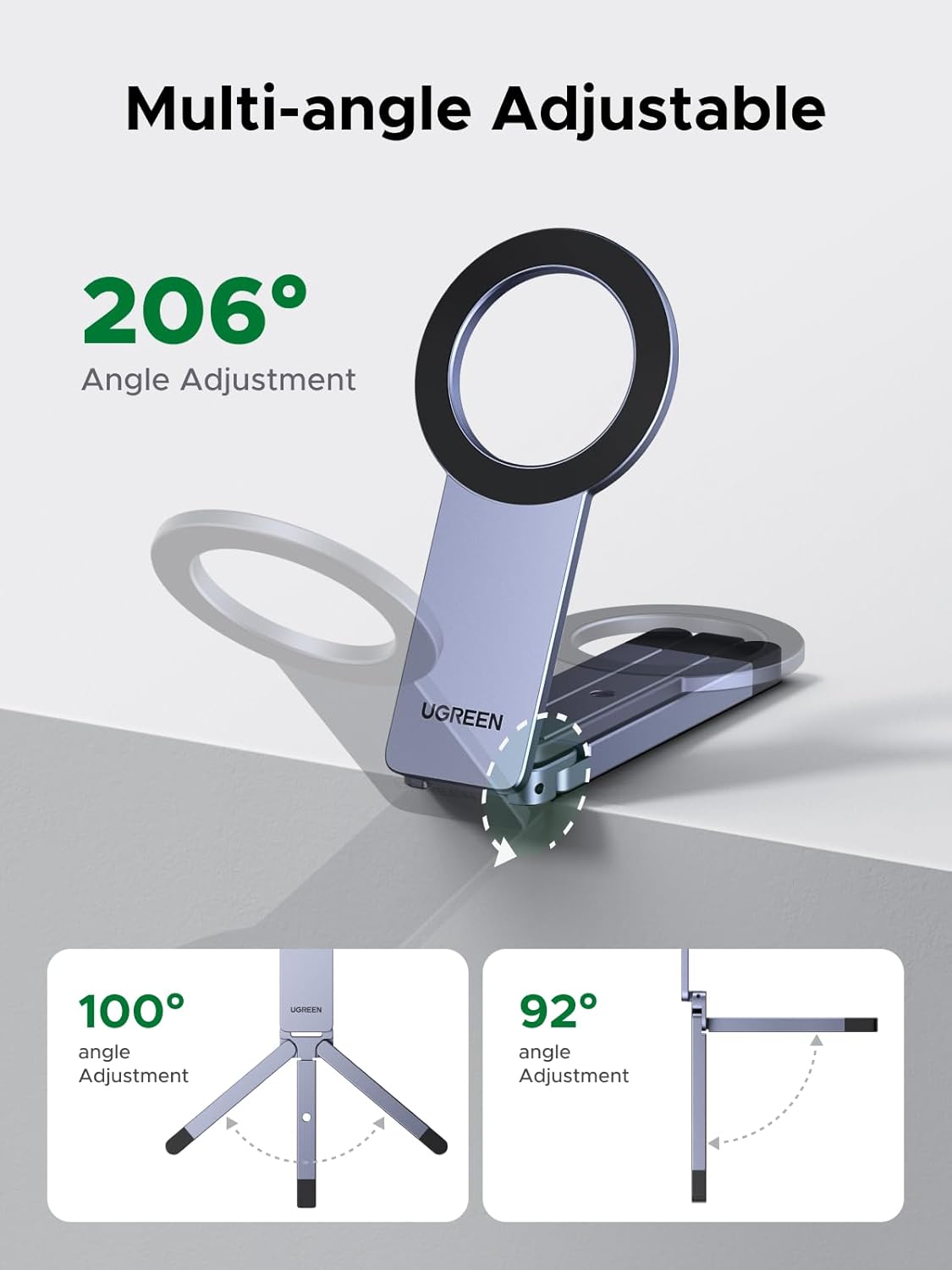 Buy UGREEN 75509 MagSafe Tripod 360° Rotating Adjustable Magnetic Phone Stand with 1/4'' Screw Port for iPhone 17/16/15/14/13/12 Online in Pakistan - UGREEN PK