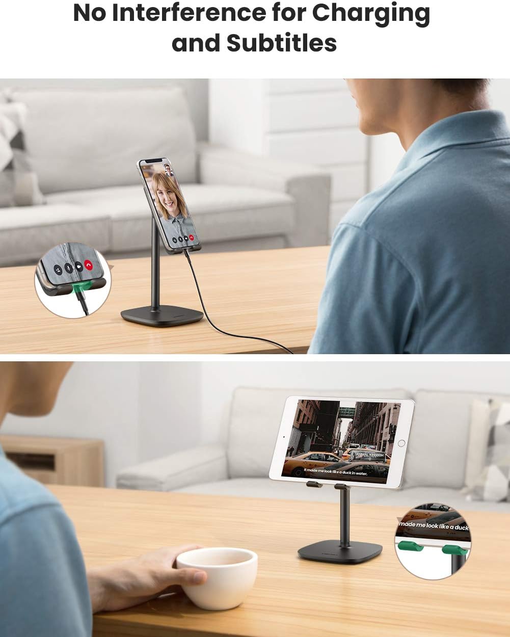 UGREEN 80194 Desktop Phone Stand Adjustable Height Metal - UGREEN PK
