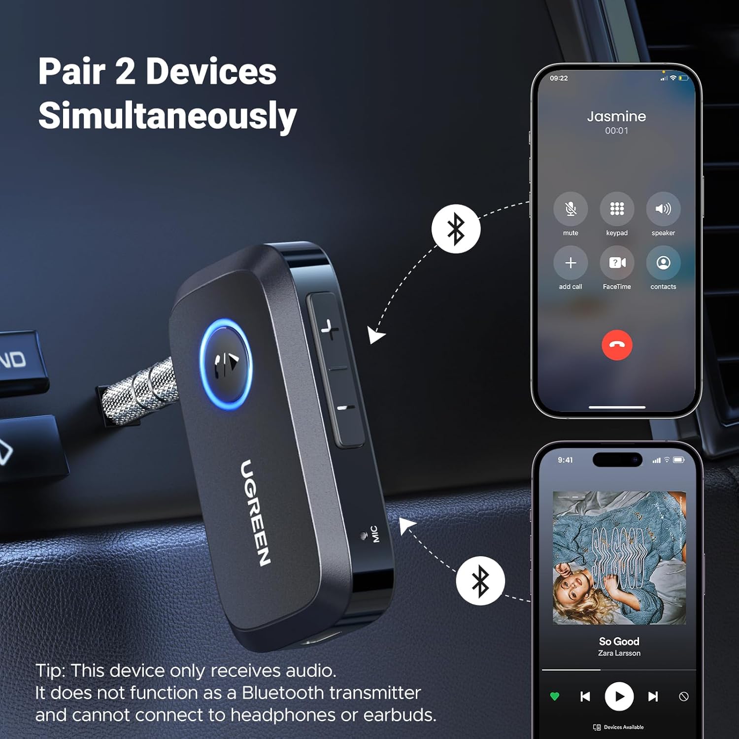 Buy UGREEN 90748 Bluetooth 5.4 Car Adapter Hands Free Call & Noise Cancelling 05 Online in Pakistan - UGREEN PK