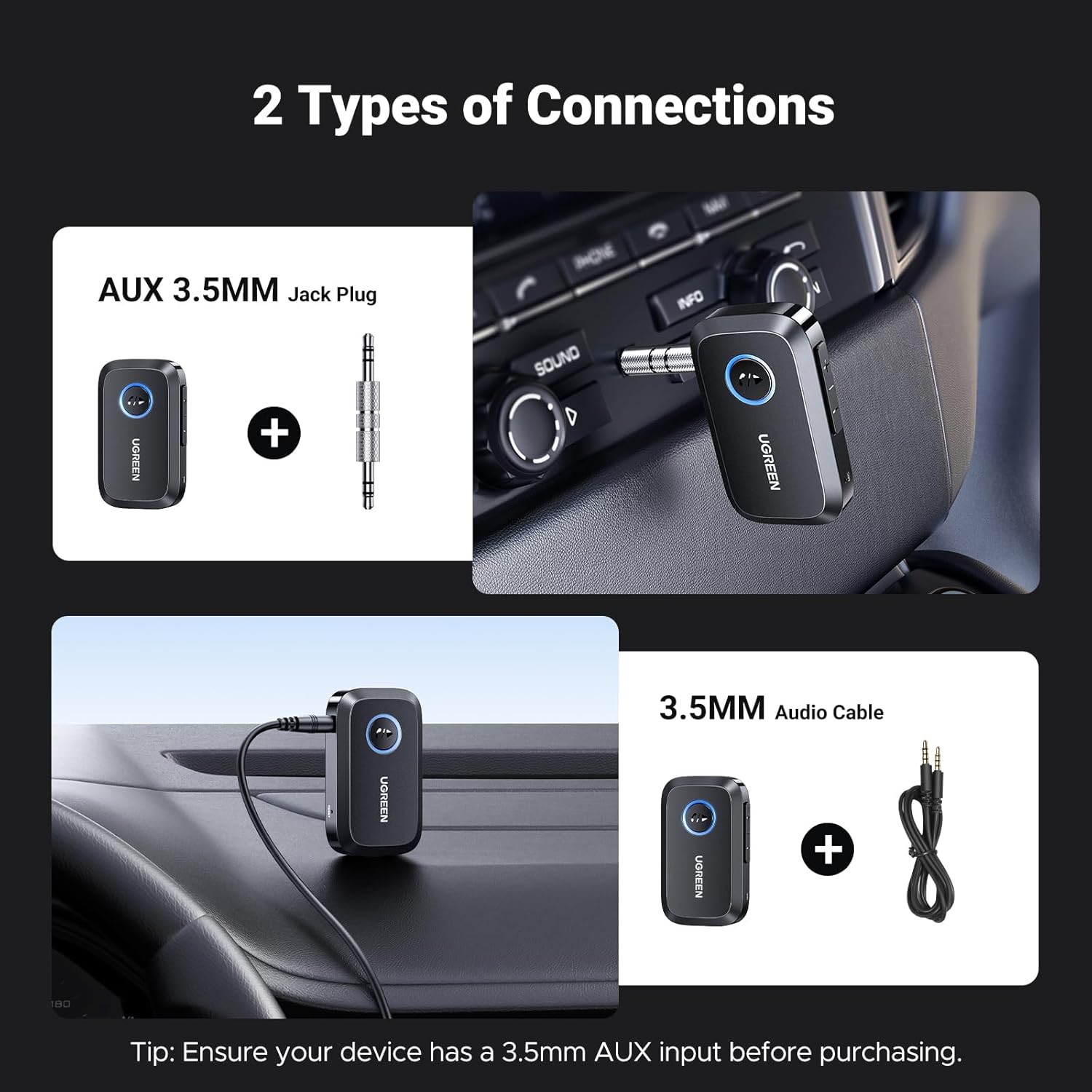 Buy UGREEN 90748 Bluetooth 5.4 Car Adapter Hands Free Call & Noise Cancelling 06 Online in Pakistan - UGREEN PK
